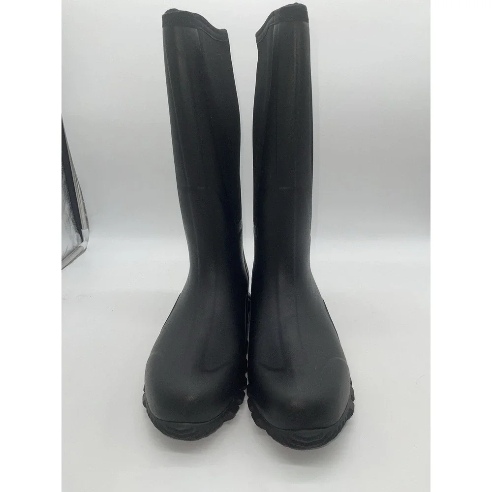 TIDEWE Rubber Boots for Men Waterproof Rain Boots Steel Shank Size 12 Black